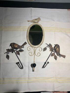 Shabby Chic Mirror and Birds Wall Hooks
